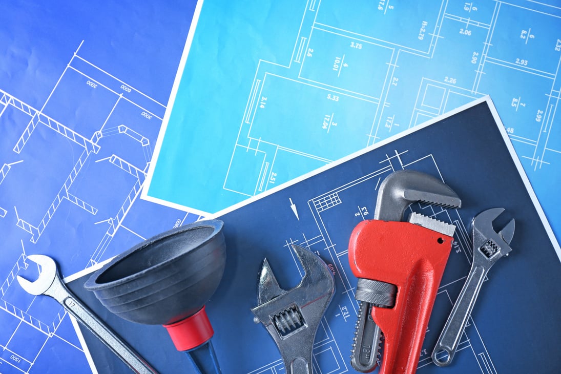 Plumbing Tools on Blueprint